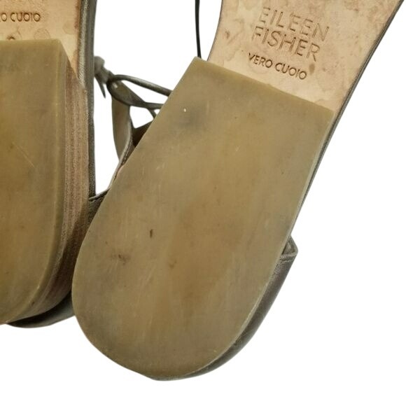 Eileen Fisher Bronze Metallic Leather Lace Up Gladiator Sandals Size 8 - Picture 14 of 15